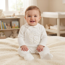 N14636: Baby Unisex Embossed Velour All In One (0-9 Months)